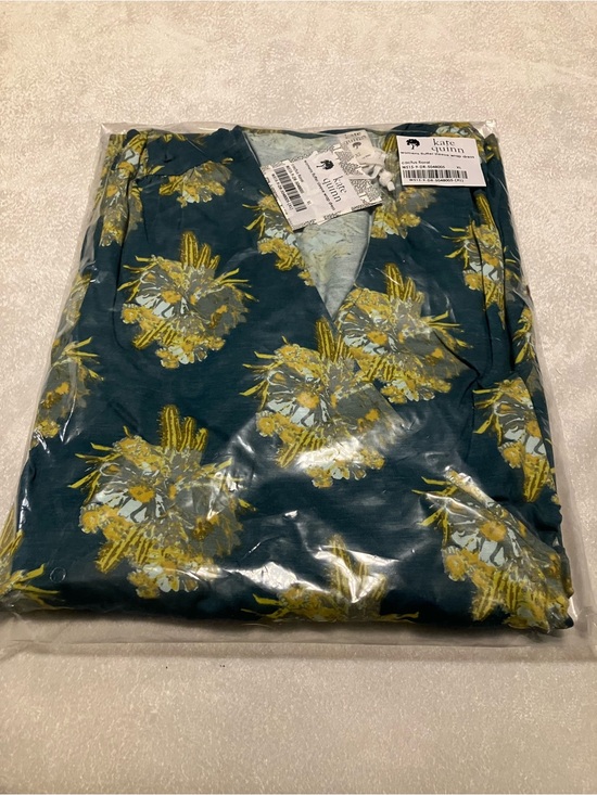 kate quinn Dresses & Skirts - kate quinn Teal and Mustard Floral V-Neck Wrap Dress